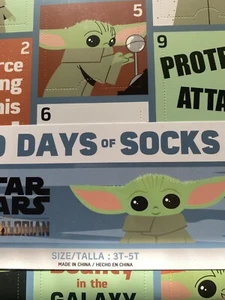 Star Wars Mandalorian Baby Yoda 10 Days Socks Advent Calendar Toddler Kids 3T-5T - Picture 1 of 5