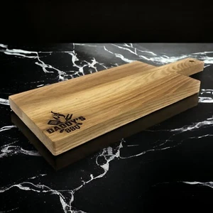 Personalised 40cm Rustic Long Handled Oak Wooden Chopping board - BBQ Design - Picture 1 of 6