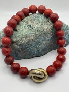 Schaumkorallen Halskette mit 925er Silber Verschluss - Vergoldet - Bild 1 von 13