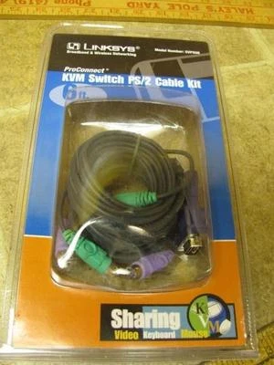 Kit de cables para conmutador KVM Linksys SVPS06 PS/2 6 pies TAD104602328 Foto 1 de 3