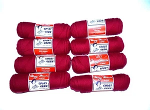 Set 8 Vintage Mary Maxim 4-fädig Sportgarn lila rot 100% Schurwolle handwaschbar - Bild 1 von 6