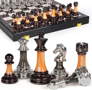 15" Large Chess Set for Adults Kids with Weighted Acrylic Chess Pieces 3.5" - Picture 1 of 9
