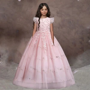 Formal Bridesmaid Kids Wedding Dress Girls Vintage Party Pageant Gown Princess - Picture 1 of 17