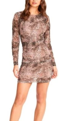 Nuevo vestido para mujer BB Dakota Steve Madden XL ceñido al cuerpo leopardo caminar de esta manera fruncido Foto 1 de 4