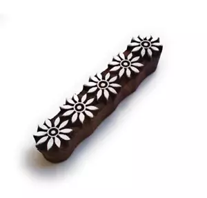 Wooden Floral Printing Block Stamp Pottery Stamp Textile Stamp Hand Border Block - Picture 1 of 3
