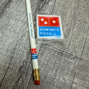 Matita pizza Domino's anni 80 e gomma quadrata sigillata mai usata pubblicità vintage - Foto 1 di 9