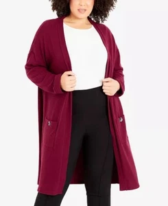 Avenue Plus Size 20 Button Cardigan Sweater In Merlot - Picture 1 of 1