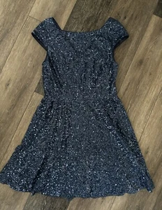 Delias Dress Juniors Size Medium Navy Blue Sequence Fit And Flare - Picture 1 of 8
