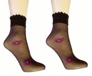 Pack de 12 pares de tobilleros rosa con flores y puntos Pop Sox talla única - Imagen 1 de 3
