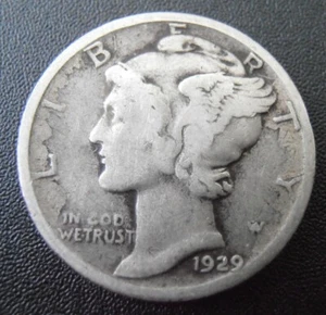 1929 P Mercury Silver Dime, Low Mintage, Better grade (29PAC1) - Picture 1 of 4