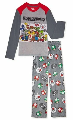 Juego de pijama de invierno polar Super Mario para niños talla 4 5 6 7 8 rojo Bowser Luigi Yoshi Foto 1 de 3