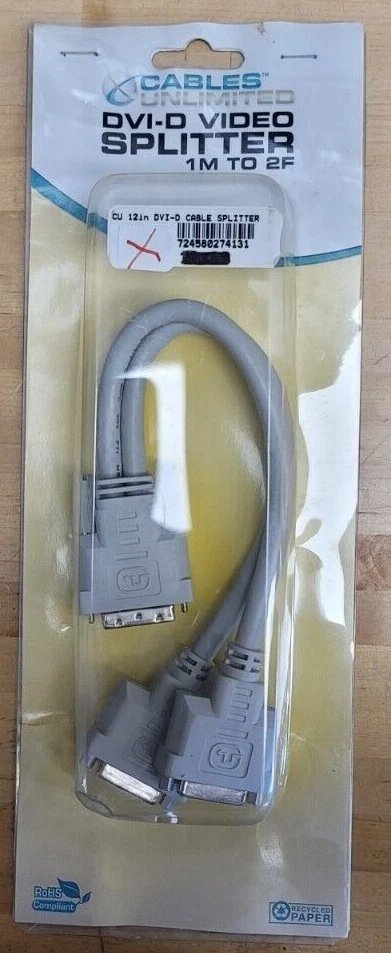 New Old Stock - 1 ft DVI-D to 2x DVI-D D Splitter Cable - Image 1 of 2