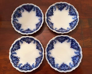 Rare Set of 4 Georgia Johnson Bros. England Flow Blue Coupe Soup Bowls 7 5/8” - Picture 1 of 5
