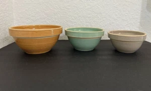 Set 3 Nesting Monmouth Western Stoneware Bowls Ribbed Beehive - Picture 1 of 24