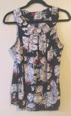 Sharagano Women's Black White Short Sleeve Floral Print Blouse Size: Medium - Image 1 of 4