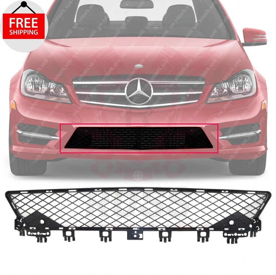 New Front Bumper Lower Grille Black Fits 2012-2015 Mercedes-Benz C250 C300 C350 - Image 1 of 4