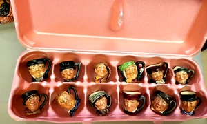 Royal Doulton Tiny Toby Character Jugs Mugs Charles Dickens Set 12 1940 to 60 - Picture 1 of 15