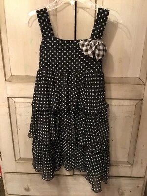 Vestido Cherokee para niñas blanco y negro sin mangas a lunares talla 8 Foto 1 de 4