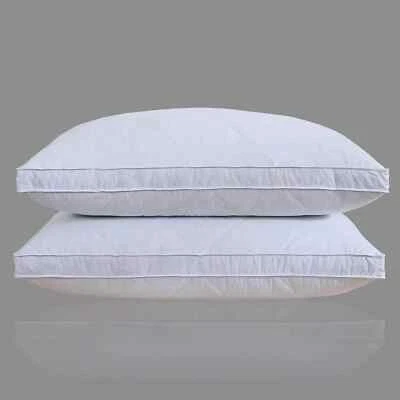 Paquete de 2 almohadas de cama de pluma de ganso blanco tamaño king-suaves 600 hilos Foto 1 de 4