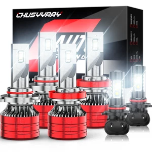 Fit 2015-2019 Ford F150 6X 6000K LED Headlight Hi/Lo + Fog Light Bulbs Combo - Picture 1 of 12