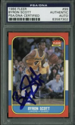 1986 BYRON SCOTT FLEER #99 ROOKIE CARD SHOWTIME LAKERS LEGEND🔥PSA/DNA AUTHENTIC - Image 1 of 2