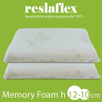 COPPIA CUSCINI MEMORY FOAM ORTOCERVICALI SFODERABILI ALOE VERA ALTI 10 - 12 CM - Immagine 1 di 4