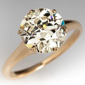 4.0 CT Vintage Gift Ring Round Cut Solitaire Moissanite 14K Yellow Gold Plated - Picture 1 of 10