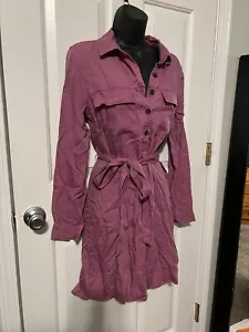 Gap Kleid Damen M Knopfleiste rosa lila langärmeliges Shirt Kleid neu mit Etikett $ 70 - Bild 1 von 6