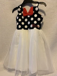 LITTLE GIRLS MINNIE MOUSE POLKA DOT & MESH DRESS, ADORABLE DRESS, NEW - Picture 1 of 13