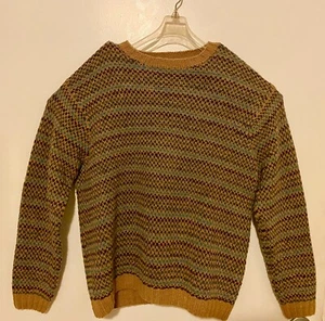 Barneys New York Knitted Brown and Blue Sweater 50% Merino Wool Size Medium - Picture 1 of 11