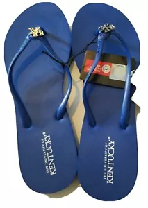 Womens Campus Footnotes University Kentucky Blue Flip Flops Jeweled detail XL - Picture 1 of 6