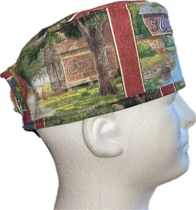 Coca Cola Old Barns Scrub Hat Chemo Cap - Picture 1 of 4