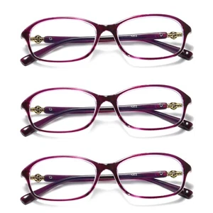 3 Pairs Oval Frame Blue Light Blocking Reading Glasses Readers for Women Ladies - Picture 1 of 9