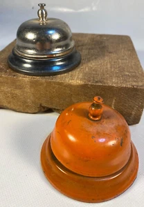 Lot of 2 Vntg Desktop Hotel/Schoolroom  Push Bells One Painted One Orginial - Picture 1 of 3