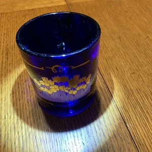 Michigan Holland Tulip Cobalt Blue W/Gold Glass Coffee Mug Cup Made In USA Sharp - Picture 1 of 7