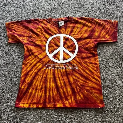 Camiseta De Colección Años 90 Joe’s Crab Shack Peace Love & Crabs Naranja Tie-Dye Talla L EE. UU. Foto 1 de 4