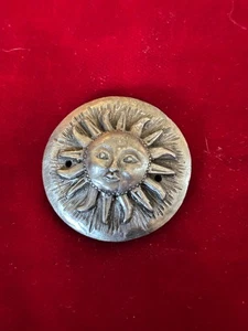 Vtg Torino Pewter 3D Sun Box Pin Brooch NO EARRINGS 1.5" - Picture 1 of 4