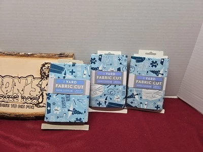 Juego de 3 tela azul precortada de 1 yarda enfermera doctor 100 % algodón 36"X44" NUEVO Foto 1 de 3