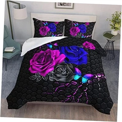  3D Oil Painting Red Rose Comforter Set Size, Rose and Butterfly Queen Rose22 - Image 1 of 4