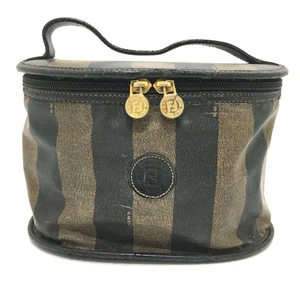 FENDI FF logo pecan Oval type Vanity bug Hand Bag PVC/Leather Brown - Picture 1 of 13