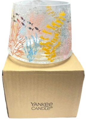 Yankee Candle ZEN CORAL CRACKLE Glass Shade Candle Topper NIB -  FREE SHIP - Image 1 of 2