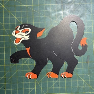 Vintage Halloween Karton schwarze Katze gestanzt Standdeko USA 12" - Bild 1 von 7