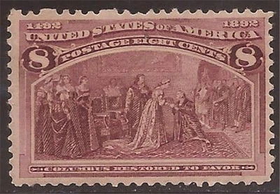 US Stamp 1893 8c Columbian Exposition MH #236 - Image 1 of 2