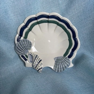 Jabonera Pfaltzgraff Ocean Breeze plato de baratija concha marina playa costera Foto 1 de 4