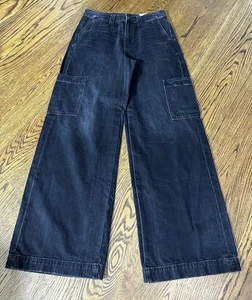 American Eagle Jeans super hoher Bund Baggy weites Bein Damen 4 Rocker schwarz neu mit Etikett - Bild 1 von 13