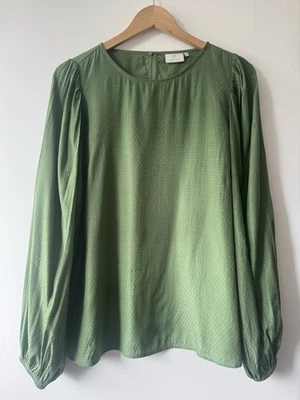 KAFFE Green Blouse with bell sleeves size 40 uk size 12 Silky Long Sleeve Top - Image 1 of 4