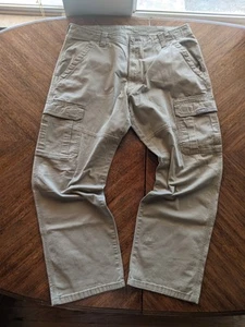 Mens Vintage Loose Fit Cargo Khaki Pants 36x30 Y2K Gorpcore - Picture 1 of 10