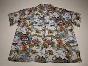 Hilo Hattie Hawaiihemd mit Knopfleiste Herren 5XL Blumen Autos Palmen Strand USA - Bild 1 von 9