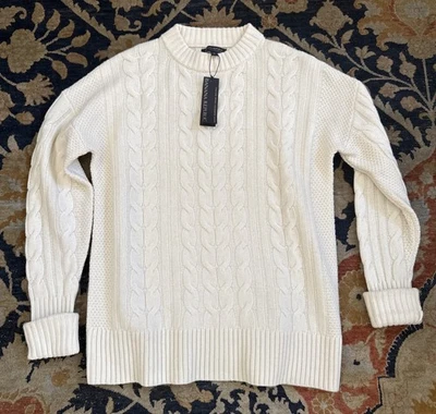 Suéter Banana Republic Mujer Pequeño Marfil Tejido con Cable Lana Italiana Cachemira Nuevo con Etiquetas Foto 1 de 4