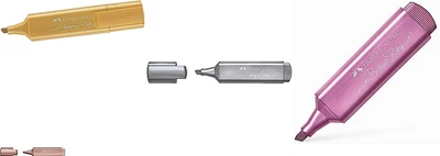 Faber-Castell Metallic Textmarker - 4 Glitzer Textmarker Stifte für Tagebuc ... - Bild 1 von 4